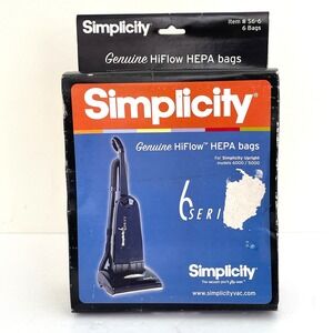 Simplicity HiFlow HEPA Vacuum Bags 6-Pack S6-6 Upright Models 5000 6000 NEW